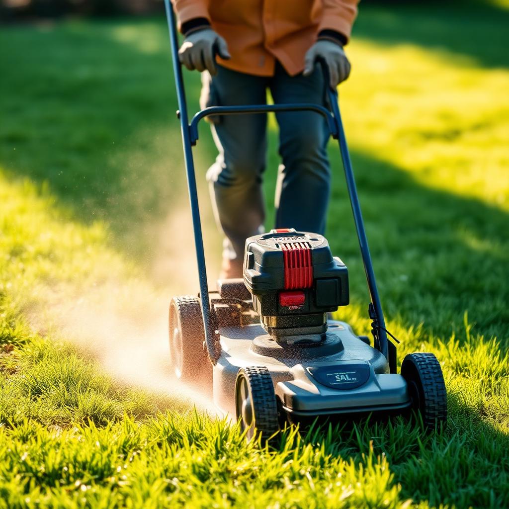ProCutz landscaper mowing a bright green lawn in Lake County, FL